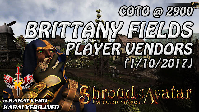 Shroud Of The Avatar Market Watch 💰 COTO @ 2900, Brittany Fields Player Vendors (1/10/2017)