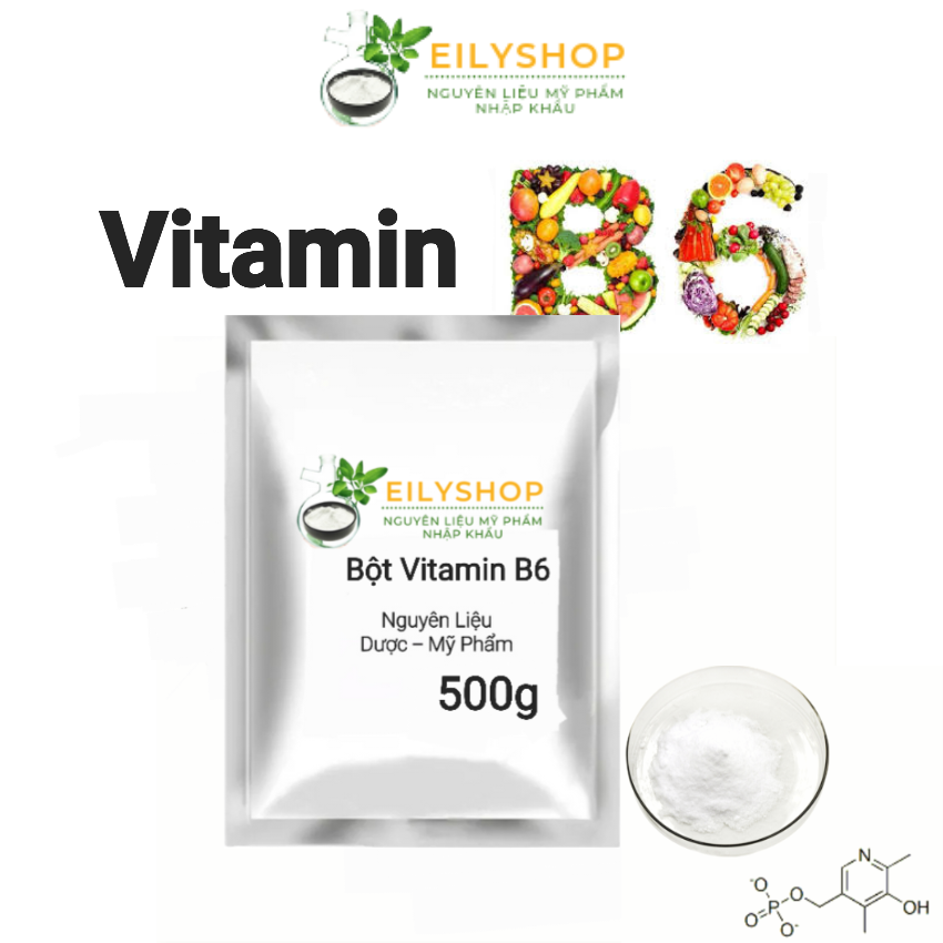 Bột Vitamin B6 (Pyridoxine)  - Mỹ Phẩm - nguyên liệu mỹ phẩm Nhập Khẩu Eilyshop 100gr