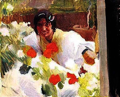 Gitana en un jardín, Joaquín Sorolla Bastida, Joaquín Sorolla Bastida, Retratos de Joaquín Sorolla, Joaquín Sorolla, Pintor español, Retratista español, Pintores Valencianos