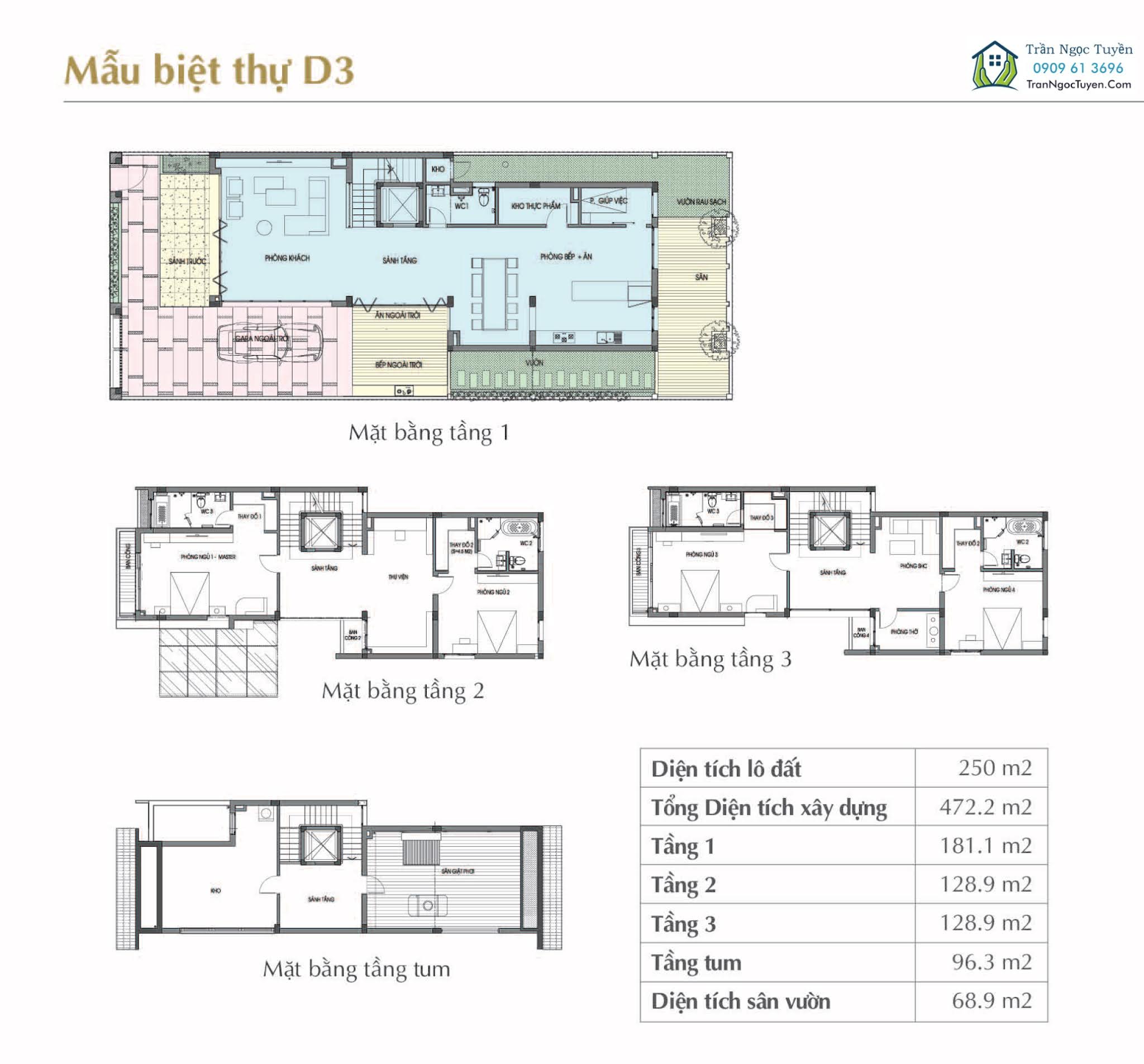 Mẫu D3 - 250m2 biệt thự Sol Lake Villa