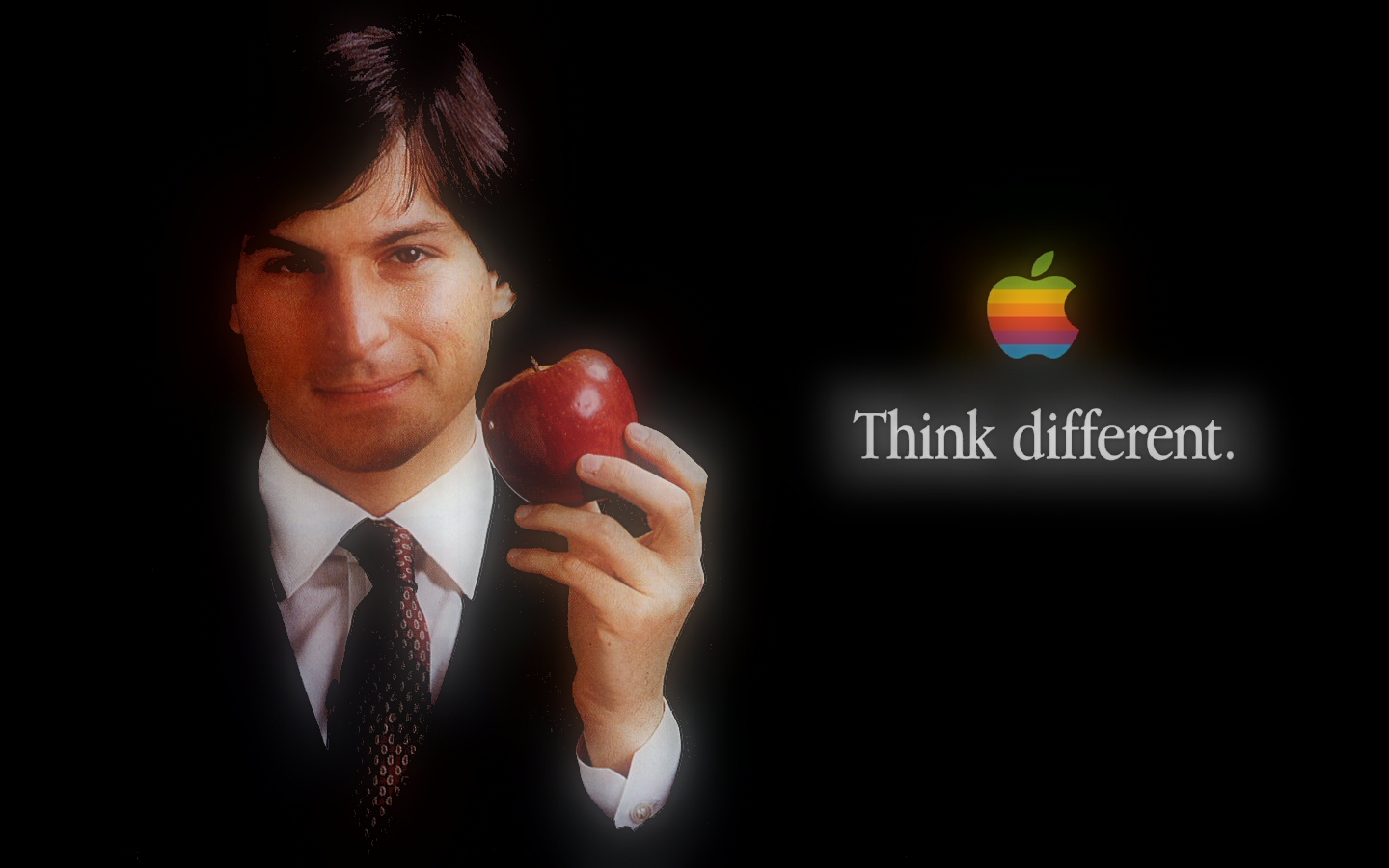 wallpaper steve jobs con mela in mano retro