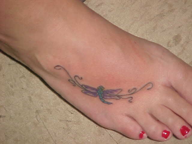 Dragonfly Tattoos design for foot Additionally in traditional Native 