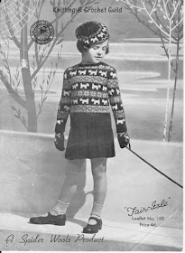 1940s vintage knitting pattern; Fair Isle; child's jumper, beret & gloves 