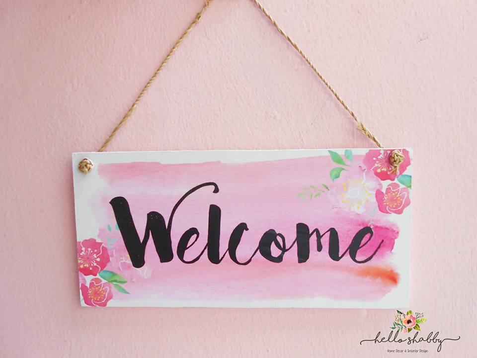 Wall Decor Welcome Unik Untuk Rumah Shabby Chic Hello 