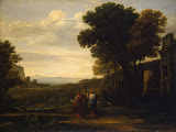 Landscape with Christ on the Road to Emmaus by Claude Gellee - Christianity, Religious, Landscape Paintings from Hermitage Museum