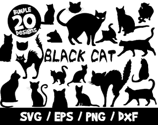 Black Cat SVG Bundle, Cats Halloween SVG, Halloween SVG, Halloween Decor, Black Cat Vector, Dxf, Cut File, Cricut, Cat Silhouette