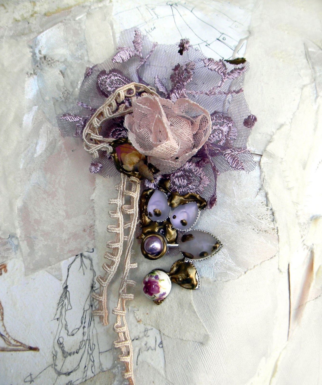 Unique Handcrafted Jewelry Statement Brooch Fashion Jewelry Vintage Shabby