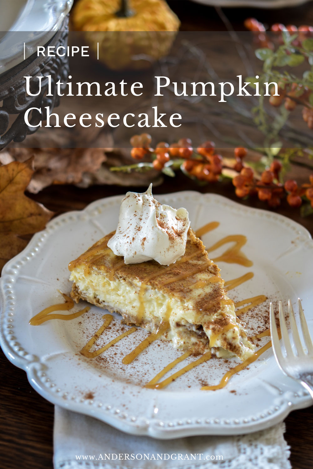 Pumpkin cheesecake with dollop of whipped cream