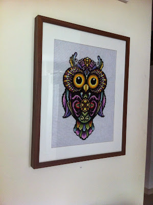 sowa haft krzyżykowy cross stitch owl