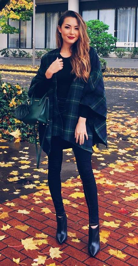 the perfect plaid cape for a cold, wet day