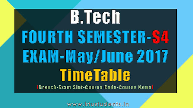 B.Tech S4 Examination May/June 2017-Time Table