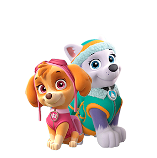 Abecedario Rosa con Everest y Skie de Paw Patrol. Con Números.