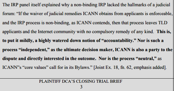  DCA Trust v. IANN et al, Plaintifff's Judicial Estoppel Post-Trial Brief (pdf)