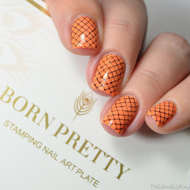orange fishnet nail art design