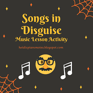 Songs in Disguise Music Lesson Activity, Major and Minor, heidispianonotes.blogspot.com