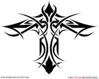 Tribal Cross Back Tattoo