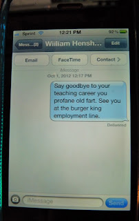 Student's mean text to teacher iPhone message 