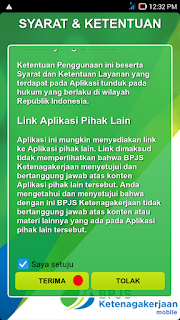 BPJSTK - Tampilan Syarat Ketentuan