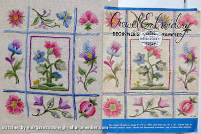 Crewel Sampler (by Elsa Williams): Comparison of embroidery with photo of original