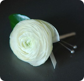 White ranunculous boutonniere