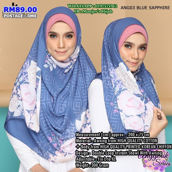 INSTANT SHAWL KOREAN CHIFFON 2 LOOP WITH AWNING ANGGERIK SERIES