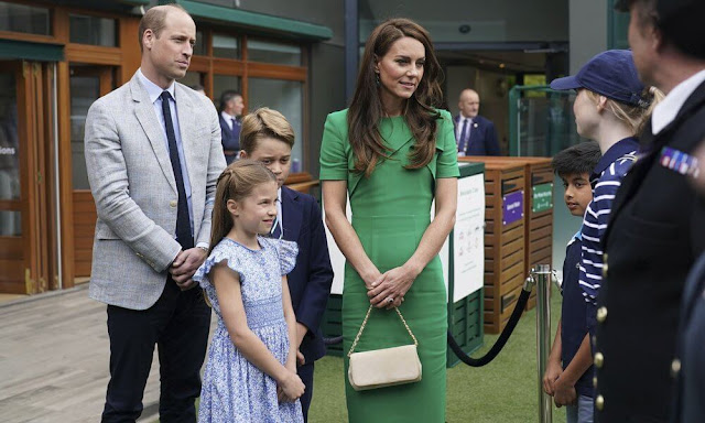 Princess of Wales wore a new short sleeve stretch cady midi dress by Roland Mouret. Princess Charlotte wore a new dress by Friki