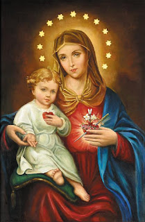 Jesus Christ sacred heart and Mother virgin Mary's immaculate heart color drawing(painting) picture