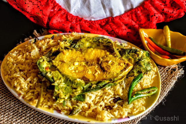 www.shadesofcooking.blogspot.com, hilsa recipe, ilish recipe, kumro pata recipe, pumpkin leaves recipe, fish recipe , bangali recipe, bengali dish, bengali macher ranna, ilish macher ranna, doi ilish.