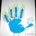 Idea to draw peacock using handprint for kids 