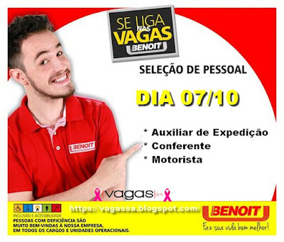 Lojas Benoit anuncia Dia D contratações com vagas para Motorista, Conferente e Auxiliar de Expedição