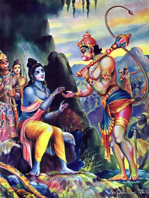 Rama giving ring to Hanuman