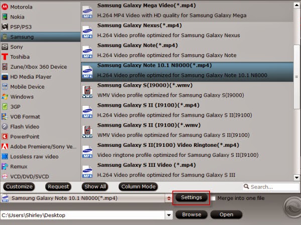 Galaxy Note 10.1 2014 best format