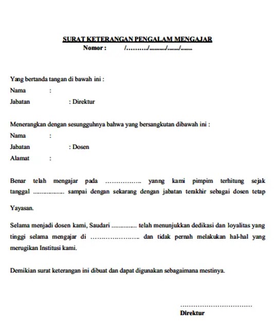 Surat Pengalaman Mengajar