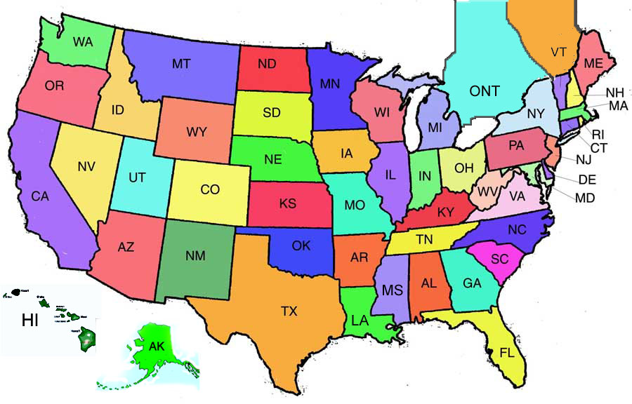 map of us states. United States Map For Kids