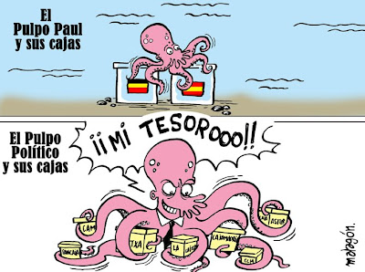 Imagen de pulpo Paul y el pulpo político eligiendo sus cajas