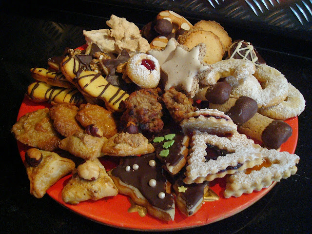 Holiday plate filled with different cookies to give away