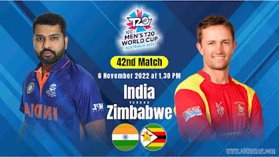 T20 World Cup ZIM vs IND 42nd Today’s Match Prediction ball by ball