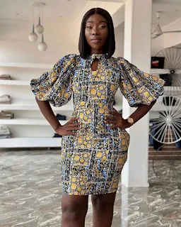 Straight cut Ankara short gown style