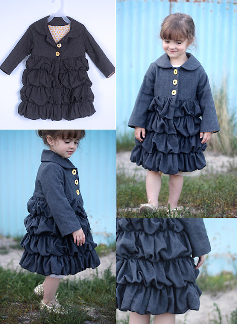 girls coat with bubble ruffles