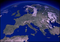 Anticyclone de blocage sur l'Europe le 26 juin 2001. Résultat sur le terrain : ciel clair, pas un seul nuage ne se profilait à l'horizon, ciel CAVOK comme l'on dit en aviation, c'était la canicule avec des températures supérieures à 30°C. Deux ans plus tard, même situation le 5 août 2003, mais cette fois les températures dépassèrent 40°C à l'ombre ! Document Yahoo!/US Weather.