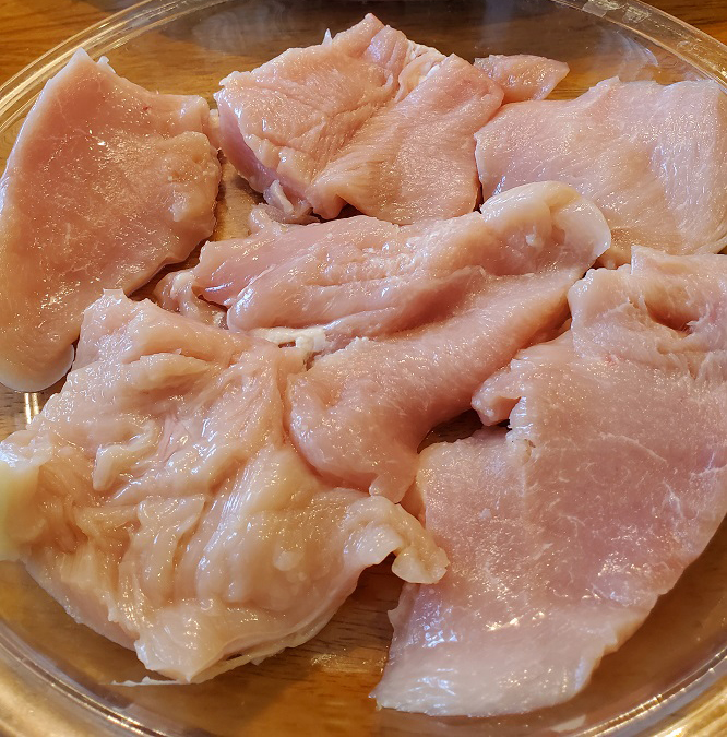 raw chicken breast pounded thin