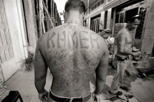 {11/25/2006--Phnom Penh, Cambodia: 'Popeye' and his Khmer gang tattoos in 