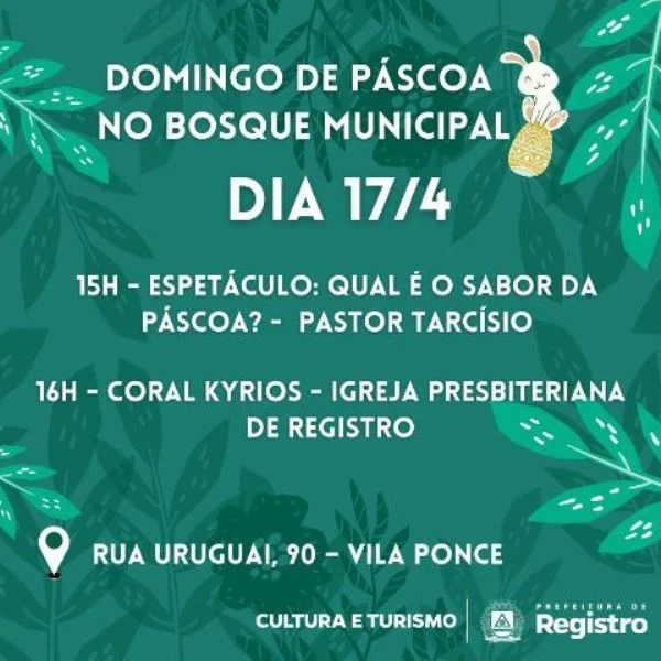 Anote aí na agenda - Domingo de Páscoa no Bosque 17/4