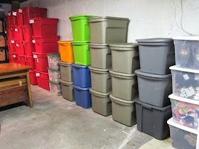color coded storage boxes