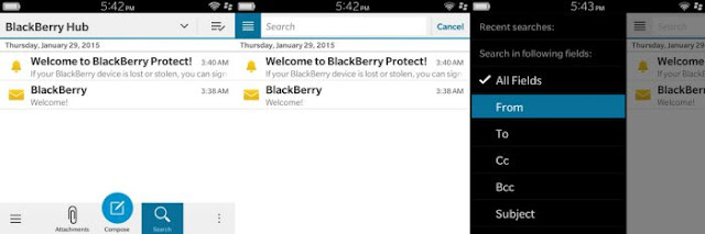 Sử dụng bộ lọc tìm kiếm trong BlackBerry Hub