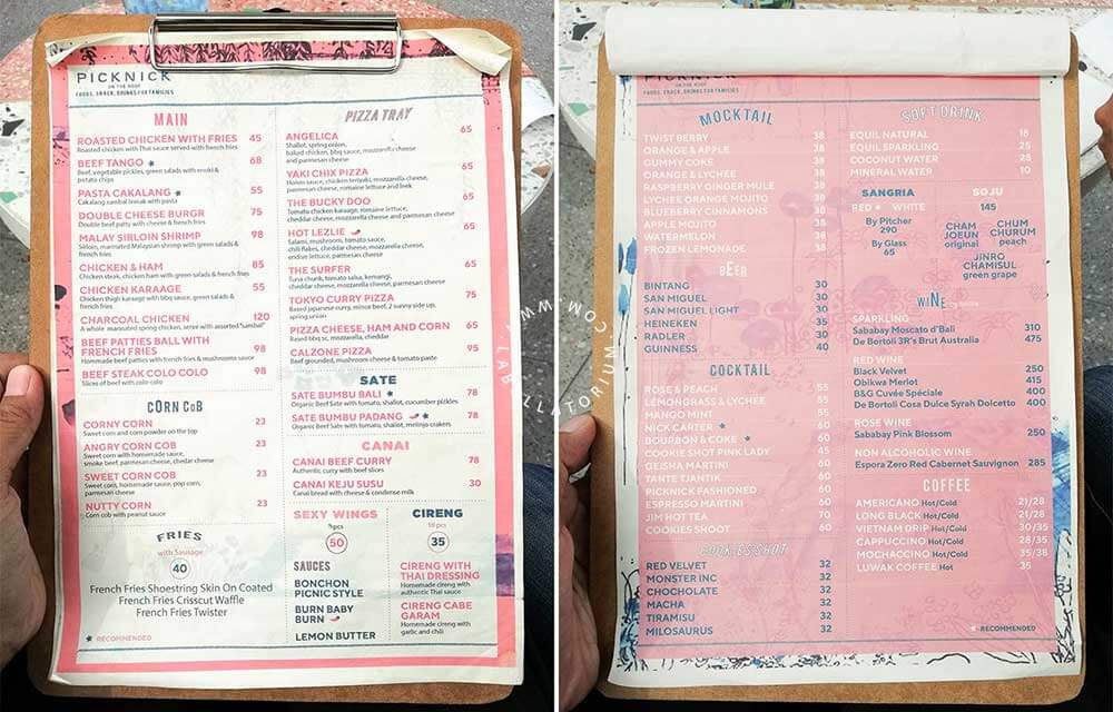 Daftar Menu Makanan Minuman Yang Bisa Dipesan di Picknick Kaliki Bandung