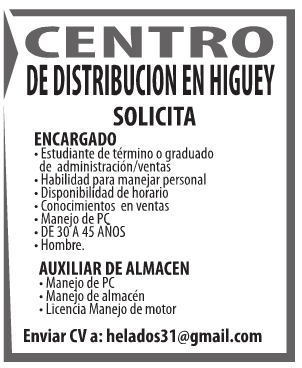 #Empleo Centro de Distribución tiene 2 #Vacantes en Higuey