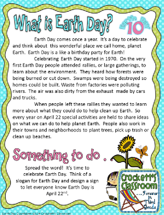  Earth Day Countdown Sample page