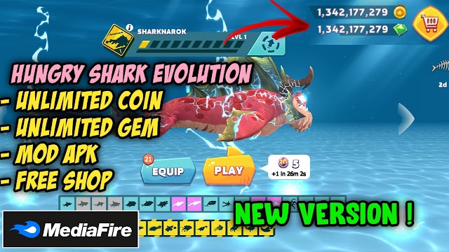 Hungry shark evolution mod APK v.9.7.0 Unlimited Coin Gem free shop