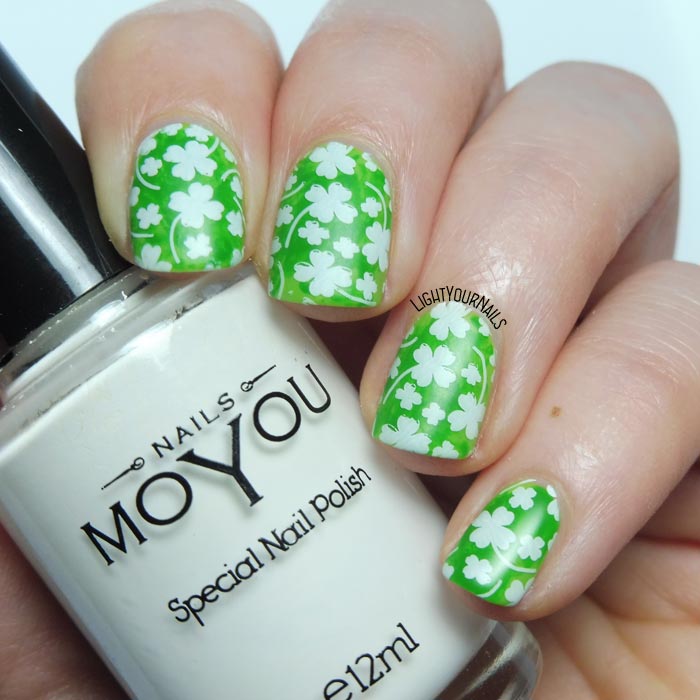 Nail art verde a quadrifogli San Patrizio St Patricks's Day green clovers shamrocks #stamping #nailart feat. #beautybigbang #lightyournails